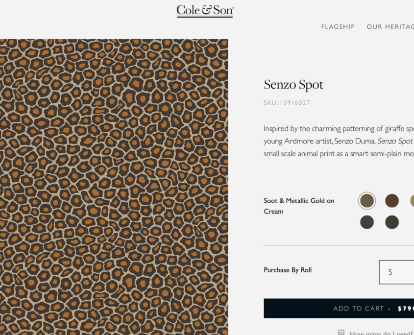 Example of Senzo Spot wallpaper selling by the roll on Cole and Sons website